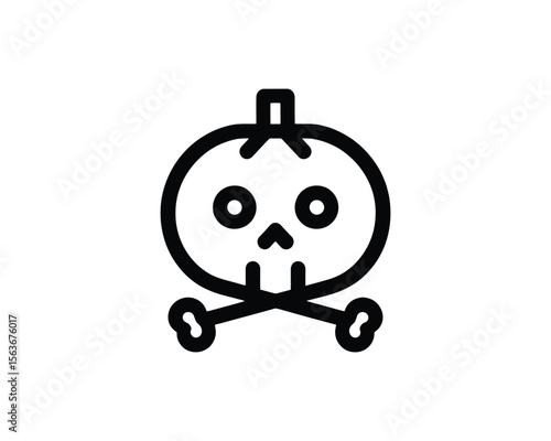 Simple halloween pumpkin skull and crossbones icon