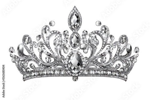 Tiara jewellery silver crown isolated on transparent background PNG