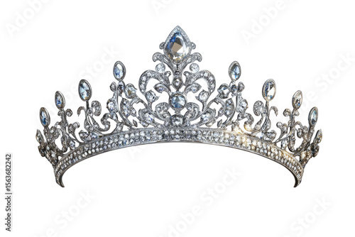 Tiara jewellery silver crown isolated on transparent background PNG