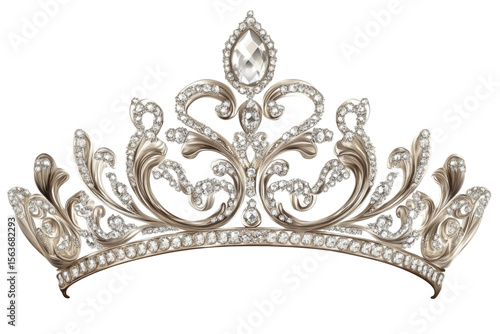 Tiara jewellery silver crown isolated on transparent background PNG
