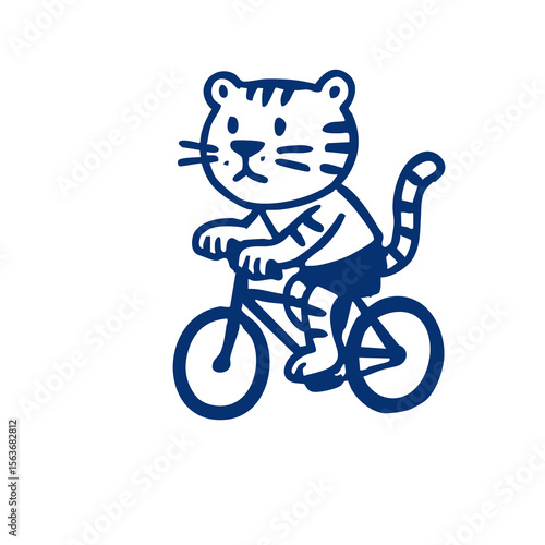 A tiger riding a bicycle
