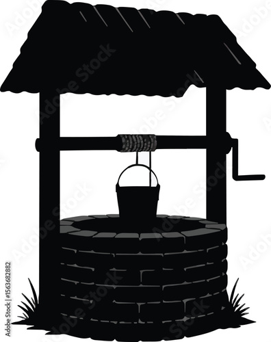 Old well silhouettes 