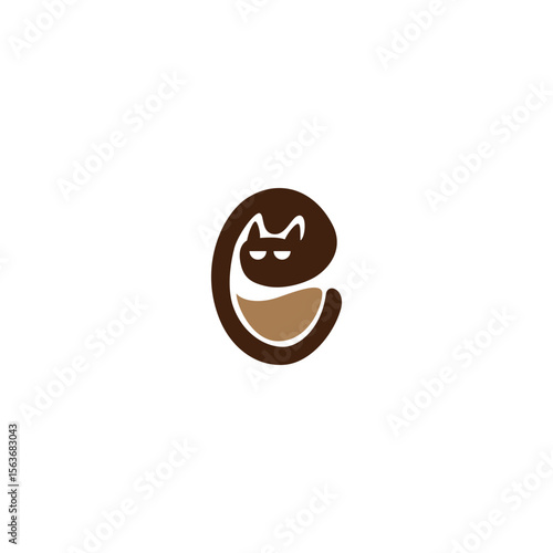 cat coffee logo. vector illustration of cat and coffee for icon, symbol or logo