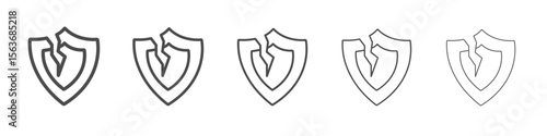 broken shield icon simple isolated vector sign