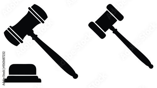 Gavel and Sound Block Icons Law, Auction, Justice Symbols
