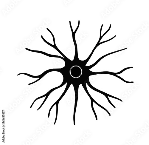Neuron with axon icon. Editable line icons. Vector illustration.