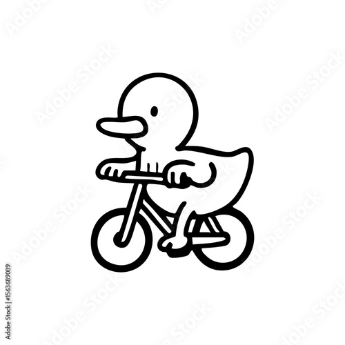 A duck riding a bicycle
