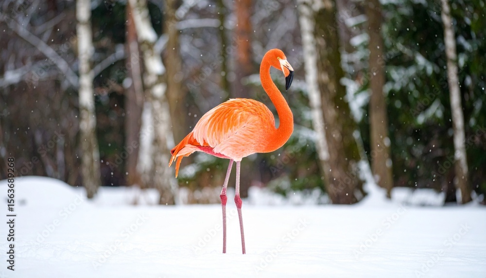 Fototapeta premium Flamingo Standing in Snow