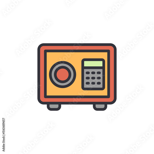 Isolated Illustration Of A Secure Safe With Digital Numeric Pad
