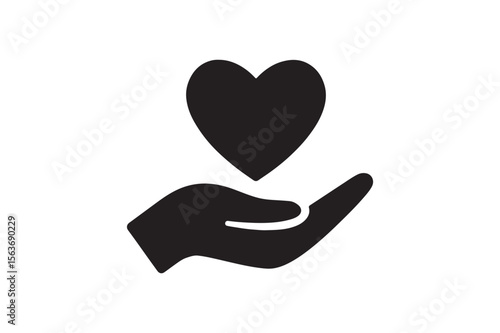 charity hand icon silhouette vector art illustration on white background