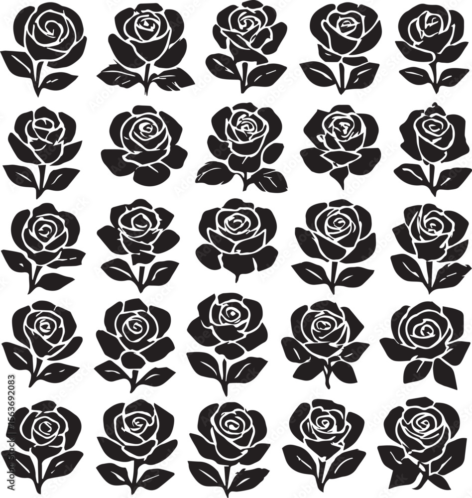 Rose Flower Vector Illustration Set: Elegant Botanical Roses for Logos, Invitations & Romantic Branding Rose Flower Vector Illustration Set: Elegant Botanical Roses for Logos, Invitations & Romantic Branding
