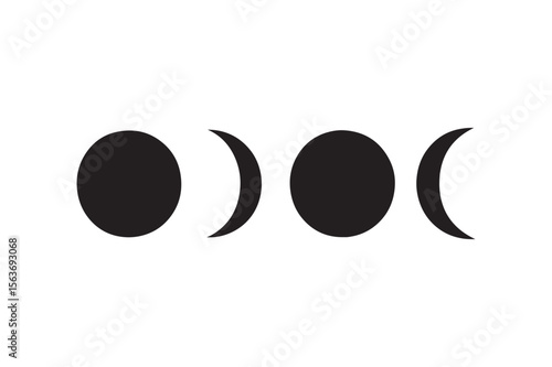 moon phase icon silhouette vector art illustration on white background