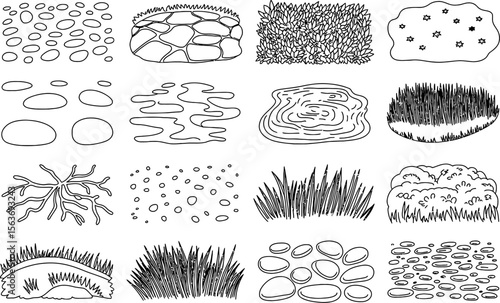 Black and White Nature Elements Illustration Set graphic