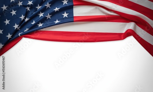 American Flag on White Background
