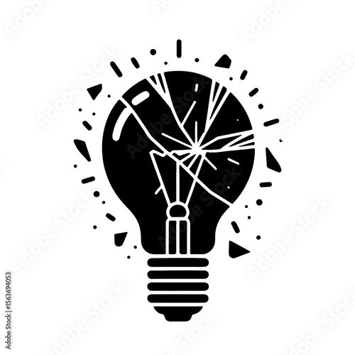 Broken Bulb with Cracked Glass