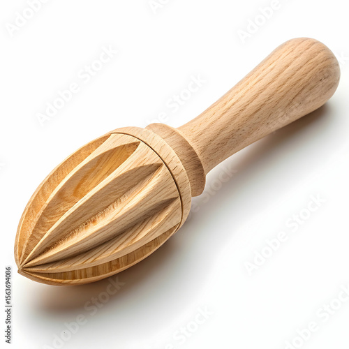 A simple wooden citrus reamer, handcrafted for efficient juicing of lemons, limes,