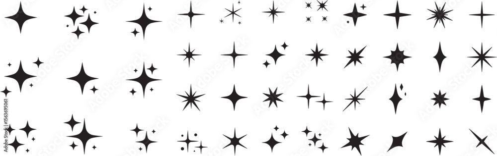 Obraz premium Collection of various sparkle and star graphic design elements.