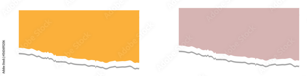 Transparent Background: Torn Paper Borders in Vibrant Orange and Muted Pink, with Subtle Gray Underlay, Perfect for Modern Graphic Design and Digital Art.

