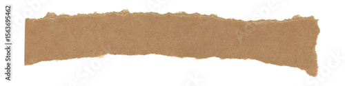 Transparent Background: Brown Kraft Paper Strip with Naturally Torn and Rough Edges, Ideal for Rustic Banners, Labels, and Vintage Scrapbooking Designs.

