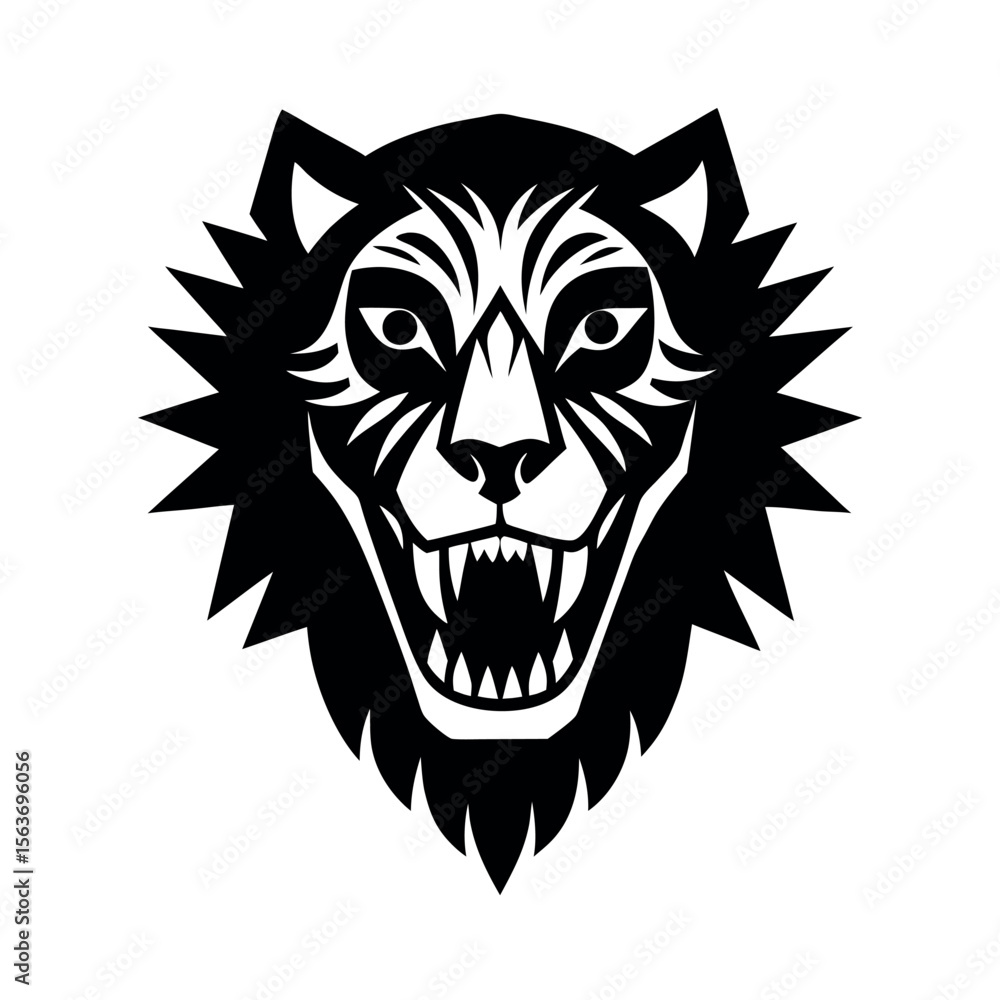 Obraz premium lion skull with tribal tattoo marks bold vector