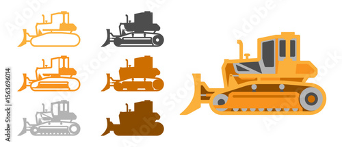 3D vector layered bulldozer SVG template with separated parts for laser and paper cutting, DIY construction machine cut file for CNC, scroll saw, Cricut, multilayer toy or decor woodworking projects