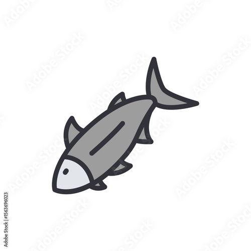 Simple Illustration Of A Gray Fish Isolated On Transparent Background
