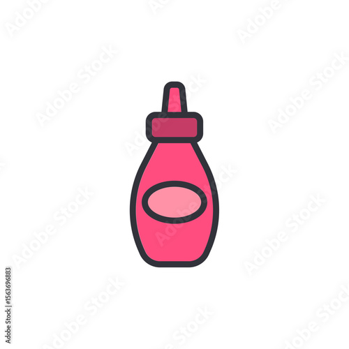 Stylized Pink Condiment Bottle Isolated On Transparent Canvas Image
