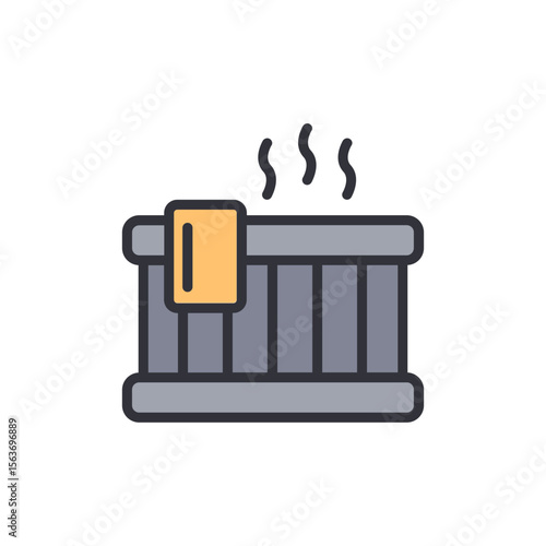 Stylized Hot Tub Icon Featuring Steam And Rolled Towel Illustration