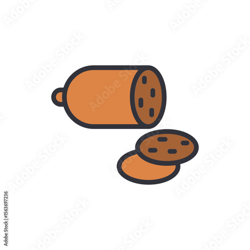 Iconic Sausage Depiction With Slices On A Transparent Display