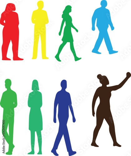 People Silhouette Vector Set: Minimalist Group, Crowd & Business Figures for Professional Projects