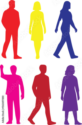 People Silhouette Vector Set: Minimalist Group, Crowd & Business Figures for Professional Projects