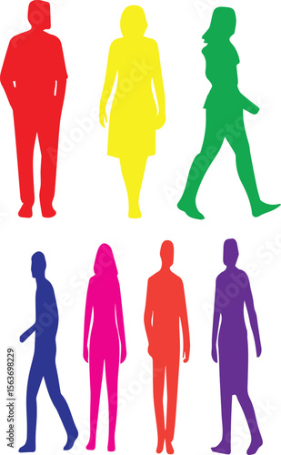 People Silhouette Vector Set: Minimalist Group, Crowd & Business Figures for Professional Projects