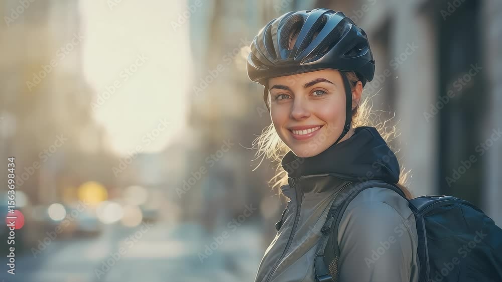 Confident Smiling Urban Cyclist Welcomes Challenges Confident Smiling Urban Cyclist Welcomes Challenges