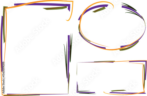 creative abstract stroke pattern sketchy frames set