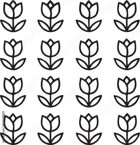 Tulip Flower Icon Set: Spring Botanical Vectors for Apps, Logos & Wedding Invitations