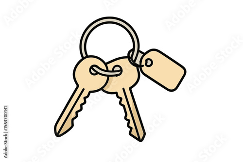 Keys attached to a ring with a tag, symbolizing security and access to personal items or spaces