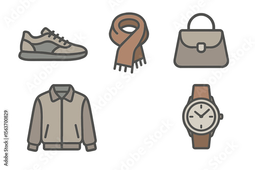 Stylish winter accessories and clothing items displayed in a minimalistic arrangement