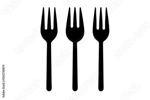 Three Forks Silhouette Vector – Minimalist Black Cutlery Icon