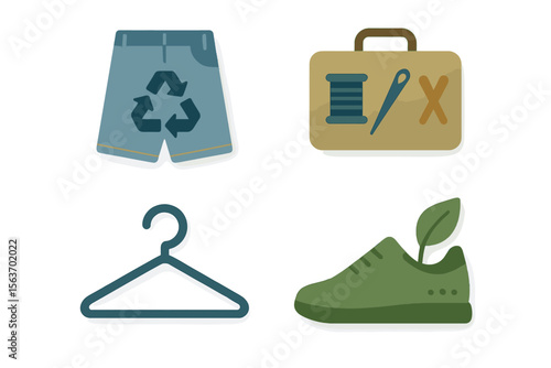 Eco-friendly fashion items promoting sustainability in everyday life with upcycled materials and conscious design