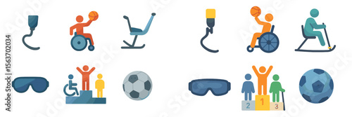 Wheelchair sports icons represent accessible athletic activities promoting inclusivity and teamwork