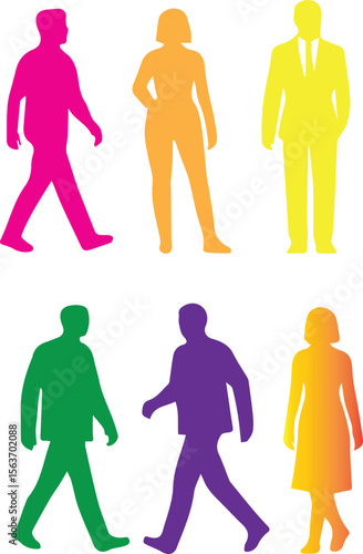 People Silhouette Vector Set: Minimalist Group, Crowd & Business Figures for Professional Projects