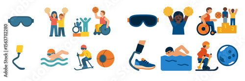Diverse athletes engaging in adaptive sports and recreational activities during a community event