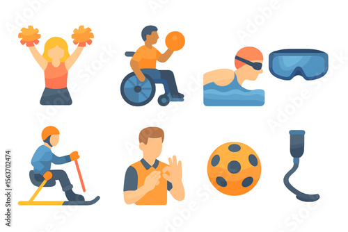 Diverse representation of sports activities featuring individuals in various athletic pursuits in a vibrant and dynamic setting