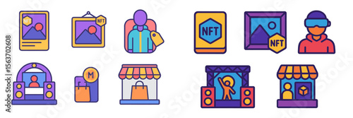 Exploring digital art and collectibles through NFT icons and representations in vibrant colors