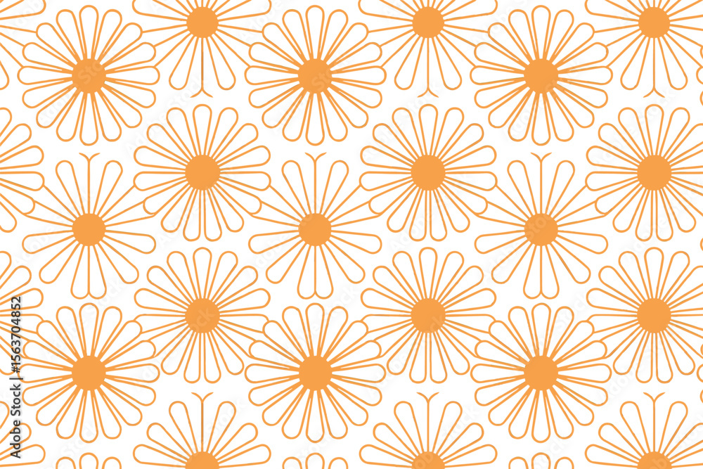 Seamless retro floral pattern with orange daisy-like flowers Seamless retro floral pattern with orange daisy-like flowers