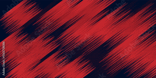 Red halftone dots blue color pattern gradient grunge texture background. Dot pop art comic sport style vector illustration. Eps10