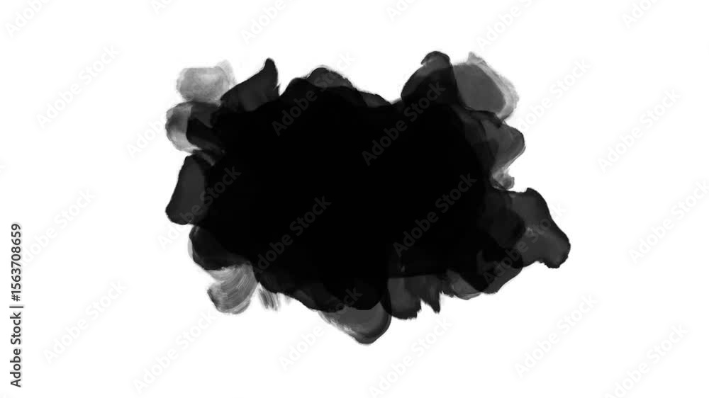 Animation of ink brush stroke black and white paint transition with track matte effect, ink brush paint concept