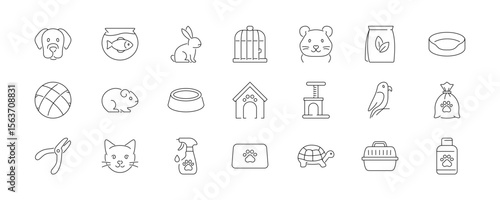 Pet & Animal Care – Linear Vector Icons Set