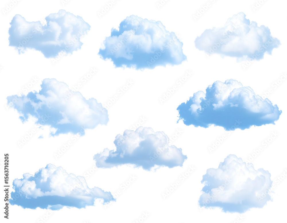 A collection of fluffy white clouds isolated against a black background isolated on transparent background A collection of fluffy white clouds isolated against a black background isolated on transparent background