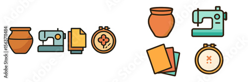 Crafting tools and supplies for various DIY projects in a creative workspace